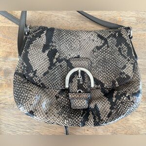 Coach Black and Gray Snake Print Crossbody Bag